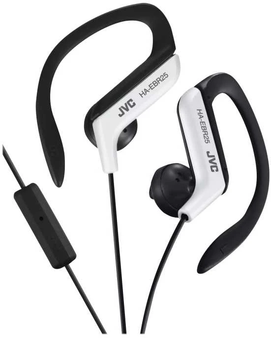 JVC HA-EBR25-W-E ausinės su ausų laikikliais sportui su nuotolinio valdymo pultu ir mikrofonu, Laidinės, 16–20000 Hz, Sportui, 13 g, Ausinės, Baltos