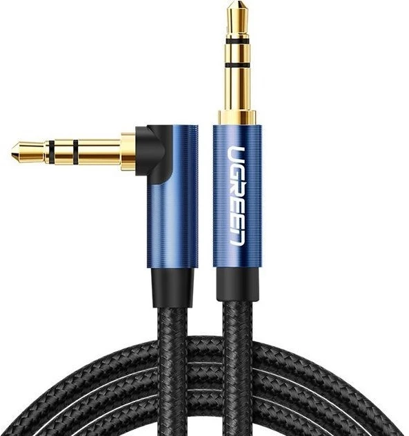 Ugreen audio kabelis AUX angled minijack 3.5 mm 2m mėlynas (AV112)