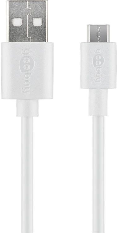 Goobay USB-A – microUSB laidas, 0,5 m baltas (JAB-4780401)