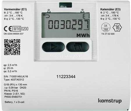 Kamstrup Karšto vandens skaitiklis MULTICAL® 403 1,5 m³/h / 110 mm / 3/4" su baterija grįžtamajam montavimui