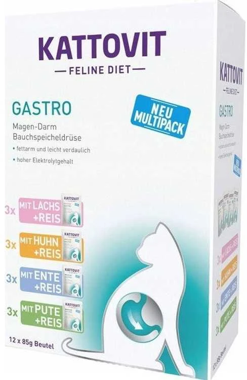 Drėgnas Kačių Maistas - KATTOVIT Feline Diet Gastro 12 x 85g Paukštienos Skonio