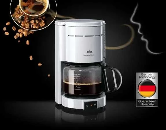 Braun lašelinis, pusiau automatinis kavos aparatas "Aromaster Classic"  KF 47/1, Baltas