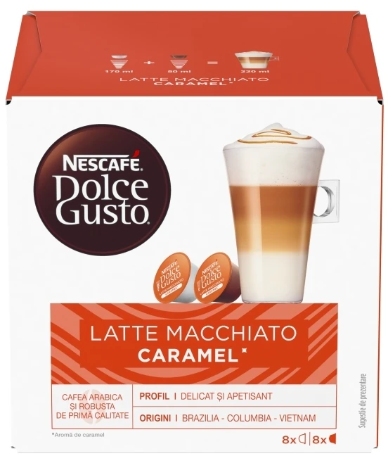Nescafe Kavos kapsulės DOLCE GUSTO LATTE MACCHIATO CARAMEL, 8+8 vnt.
