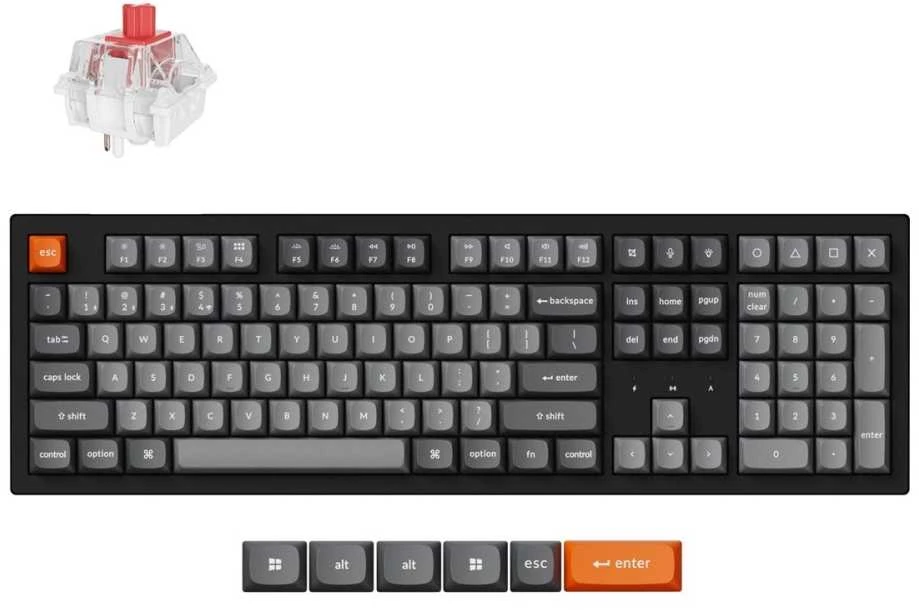 Klaviatūra Keychron K10 Max, su laidu & Wireless, USB + RF belaidė + Bluetooth, Mechaninė, QWERTY, RGB LED, Juodas