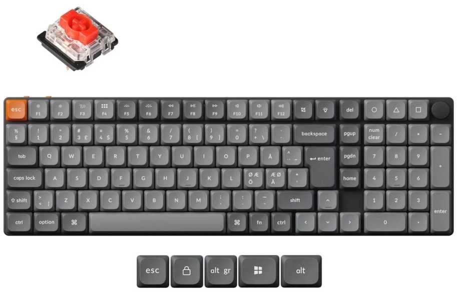 Klaviatūra Keychron K17 MAX Wireless TriMode Hot Swap QMK/VIA Gateron Low Profile Raudona