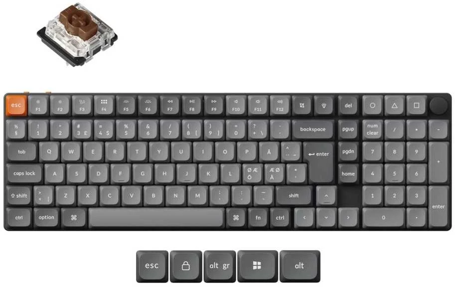 Klaviatūra Keychron K17 MAX Wireless TriMode Hot Swap QMK/VIA Gateron Low Profile Brown