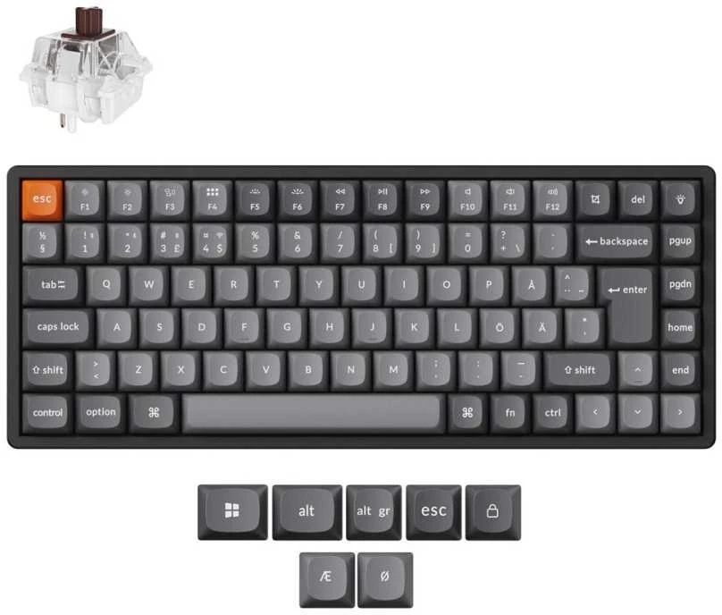 Klaviatūra Keychron K2 Max, su laidu & Wireless, USB + RF belaidė + Bluetooth, Mechaninė, QWERTY, RGB LED, Juodas, Pilkas