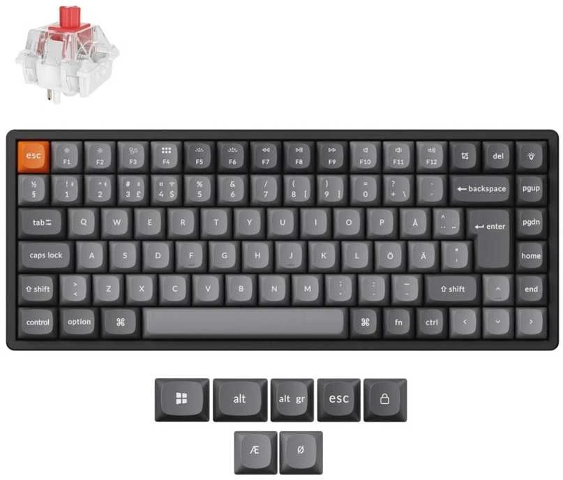 Klaviatūra Keychron K2 Max, su laidu & Wireless, USB + RF belaidė + Bluetooth, Mechaninė, QWERTY, RGB LED, Juodas, Pilkas