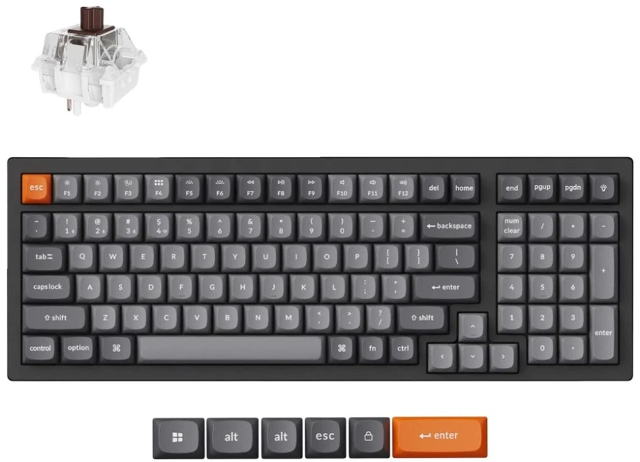 Klaviatūra Keychron K4 MAX belaidis trijų režimų karštojo keitimo QMK/VIA Keychron itin rudas