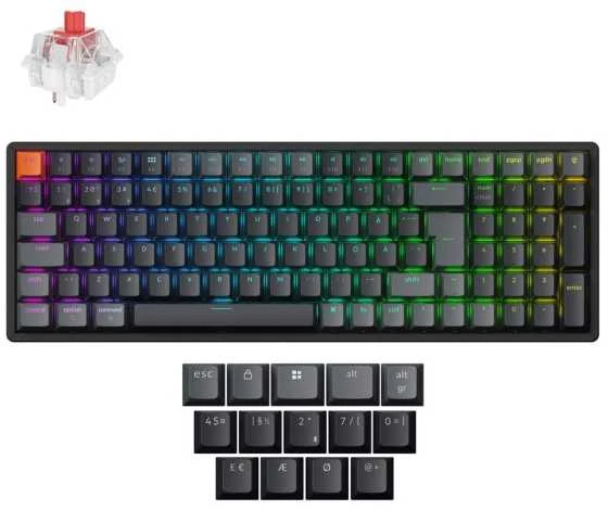 Klaviatūra Keychron K4 QMK, 96%, su laidu & Wireless, USB + RF belaidė + Bluetooth, Magnetic-mechaninė key switch, RGB LED, Juodas