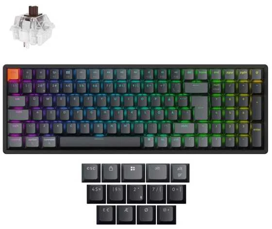 Klaviatūra Keychron K4 QMK, 96%, su laidu & Wireless, USB + RF belaidė + Bluetooth, Magnetic-mechaninė key switch, RGB LED, Juodas
