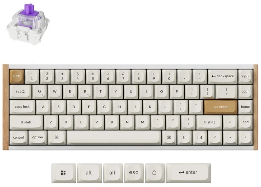 Klaviatūra Keychron K6 HE SE 65 % pelinäppäimistö, valkoinen/puu