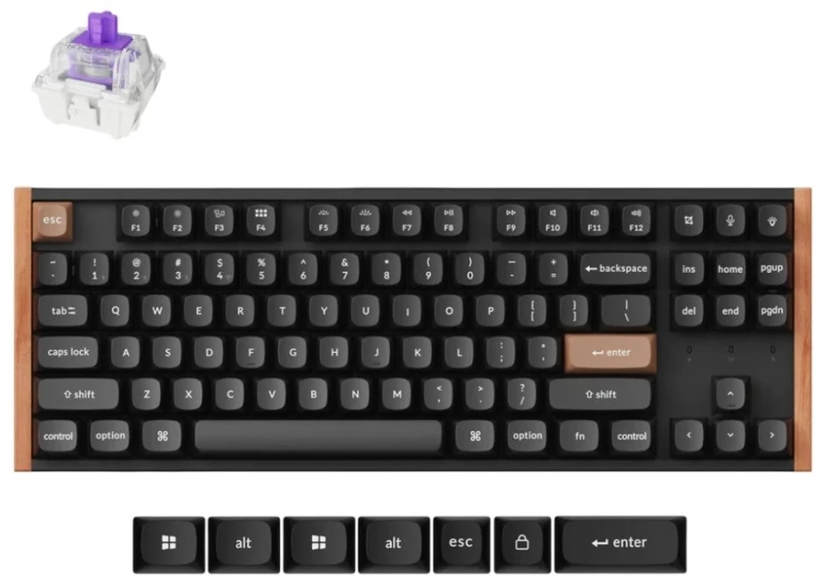 Klaviatūra Keychron K8 HE SE 80 % pelinäppäimistö, musta/puu