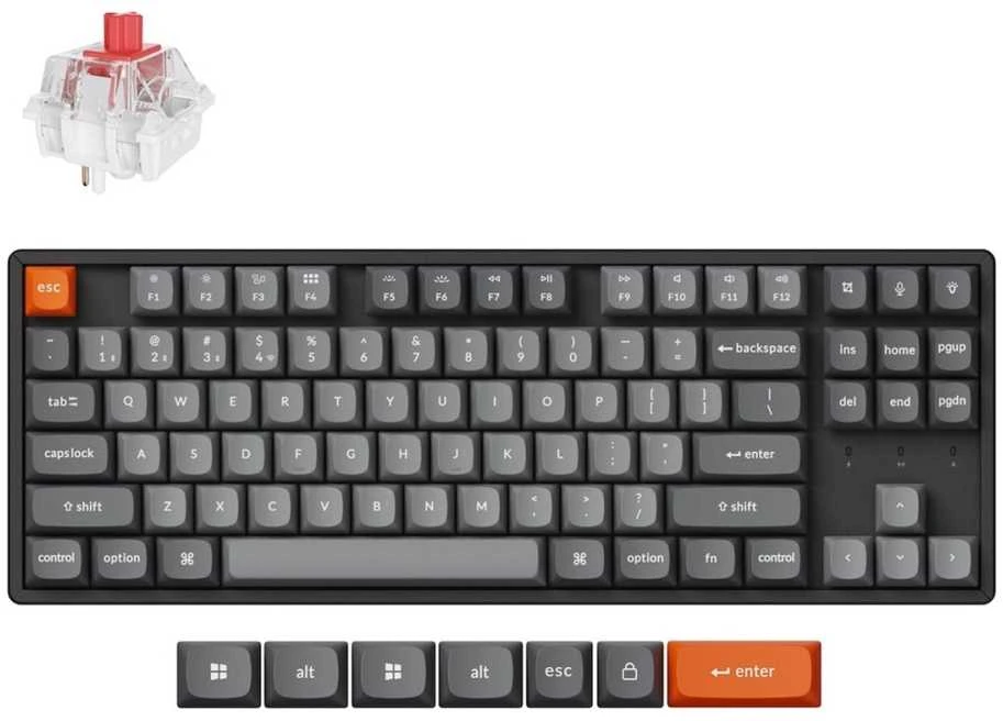 Klaviatūra Keychron K8 Max, su laidu & Wireless, USB + RF belaidė + Bluetooth, Mechaninė, QWERTY, RGB LED, Juodas