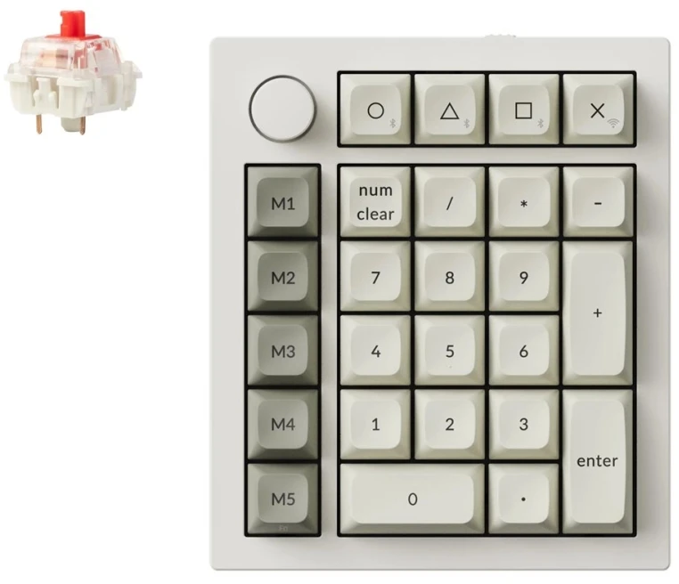 Klaviatūra Keychron Q0 MAX wireless numeric keypad Gateron Jupiter Raudona, baltas/pilka