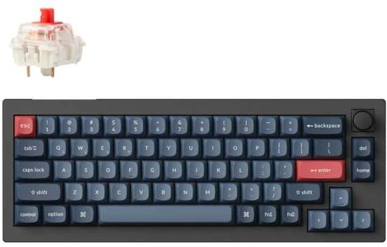 Klaviatūra „Keychron V2 Max“, laidinis ir belaidis, USB + RF belaidis + „Bluetooth“, magnetinis-mechaninis rakto jungiklis, RGB LED, juodas, anglies pluošto