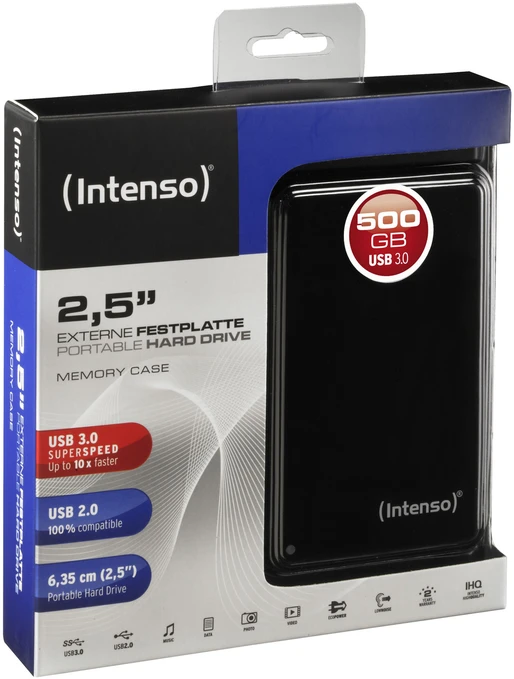 Išorinis kietasis diskas Intenso MemoryCase 2.5'' 500GB, Juoda