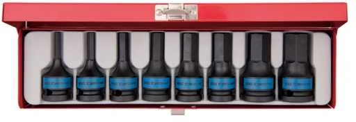 KING TONY NASADKI UDAROWE HEX 1/2" KOMPLET 8 vnt. H5,H6,H8,H10,H12,H14,H17,H19