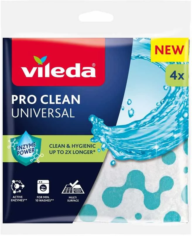Universalios šluostės su fermentais Vileda Pro Clean 4 vnt.
