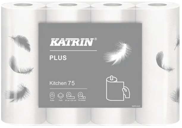 Virtuvinis popierius Katrin Plus 75, 2 sluoksnių, 21 m, 32 ritinėliai/pak. 225960 - (32 ritinėliai pakuotėje)