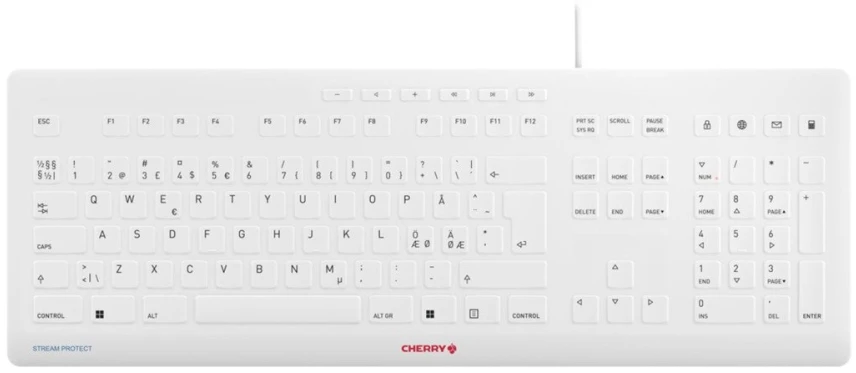CHERRY STREAM PROTECT klaviatūra USB JK-8502PN-0 QWERTY, baltas