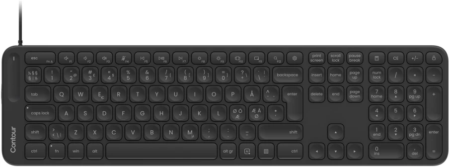 Klaviatūra Contour Dizainas CDKBBALPN21500, Viso dydžio (100 %), Laidinė, USB, Žirklinis klavišų jungiklis, QWERTY, Juoda
