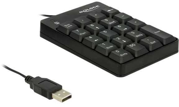 DELOCK USB klaviatūra 19 klavišų juodos spalvos