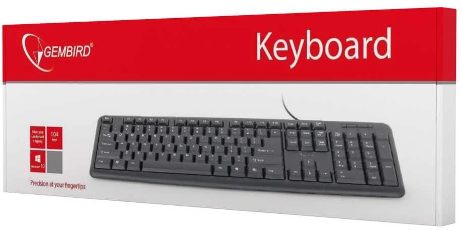 Gembird Standard klasikinė klaviatūra, USB jungtis, US idėstymas, Juoda