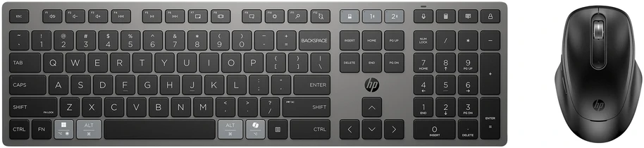 Klaviatūra HP 720 MULTI RCHRGBL WLS KB MS, Pilno dydžio (100%), Belaidė, USB + Bluetooth, Mechaninė, Juoda, Pelė pridėta