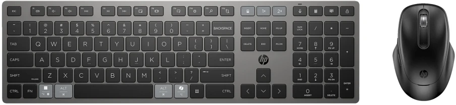 Klaviatūra HP 720 daugiafunkcis įkraunamas belaidis klaviatūros ir pelės derinys, belaidis, USB + „Bluetooth“, mechaninis, AZERTY, juodas, pelė pridėta