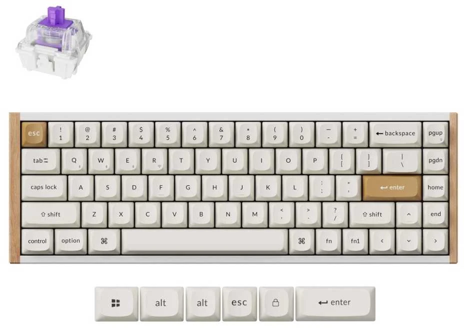 Klaviatūra žaidimams Keychron K6H Gateron Double-Rail Magnetic Nebula belaidė magnetyczno-mechaninė su pašvietimu balta