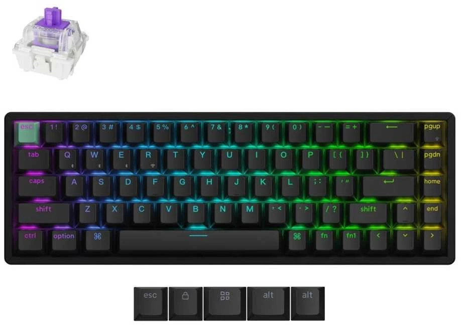 Klaviatūra žaidimams Keychron K6H Gateron Double-Rail Magnetic Nebula belaidė magnetyczno-mechaninė su pašvietimu juoda