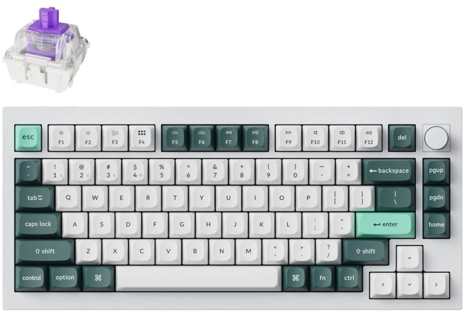 Žaidimų klaviatūra Keychron Q1 HE Gateron Double-Rail Magnetic belaidė magnetinė-mechaninė su apšvietimu, balta