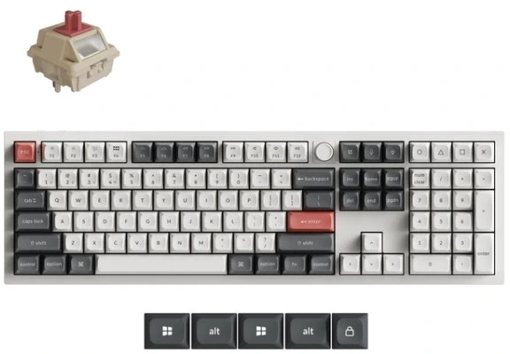 Klaviatūra žaidimams Keychron Q6U-P1 100% pieno POM raudona Switch Hot-Swap 8K