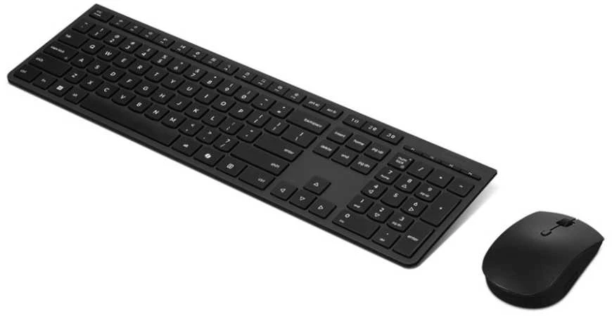 Lenovo 4X31R64323, viso dydžio (100 %), belaidis, radijo dažnių belaidis ryšys + „Bluetooth“, žirklinis mygtukinis jungiklis, juodas, pridedama pelė