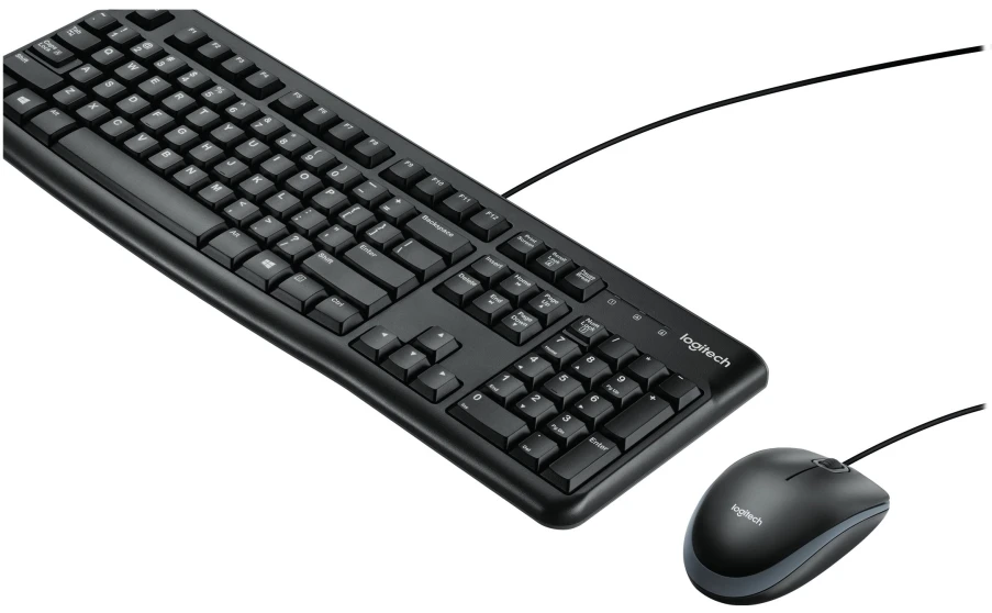 Klaviatūra Logitech Desktop MK120, su laidu, USB, Mechaninė, QWERTY, Juodas, su pele