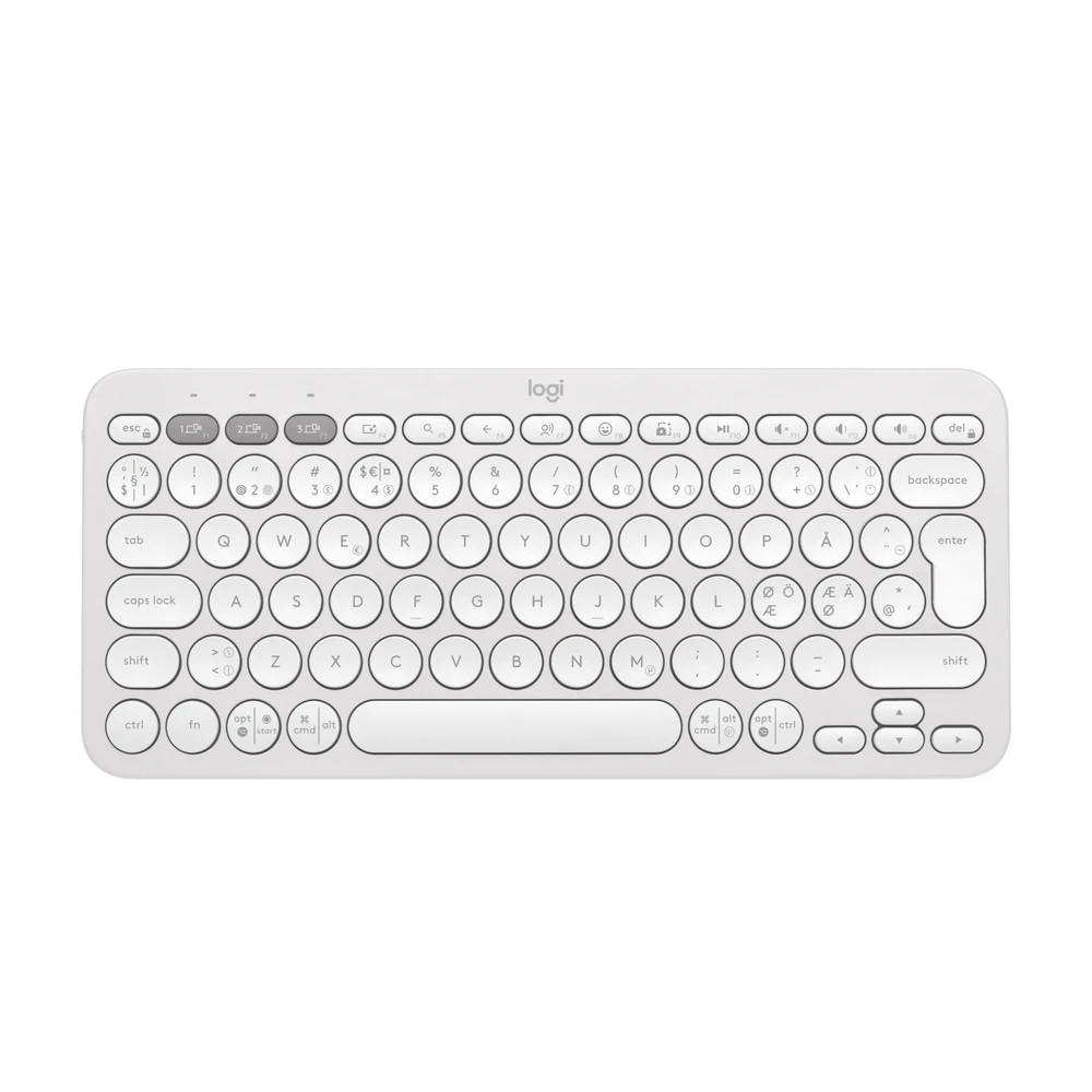 Belaidė klaviatūra Logitech PEBBLE KEYS 2 K380S, Baltos spalvos, Išdėstymas: Šiaurės šalių (Qwerty)