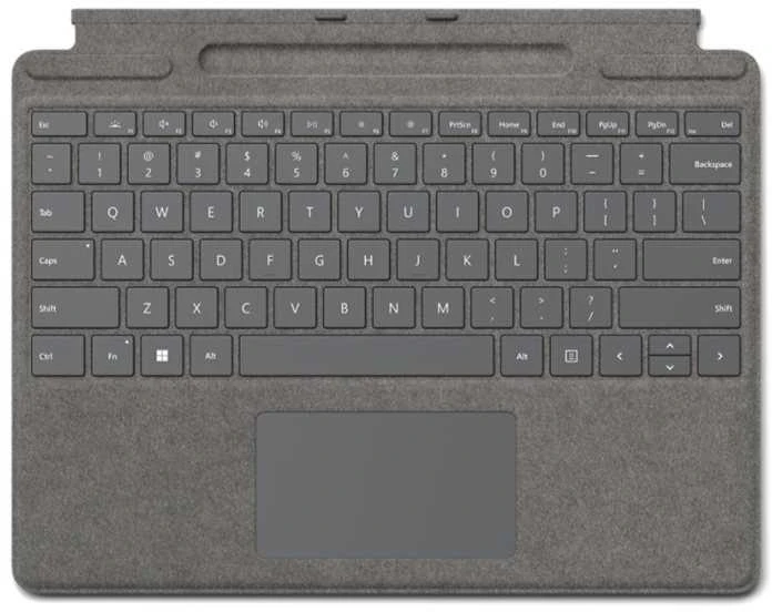 Microsoft Surface Pro 8/9/X 13" dėklas su klaviatūra ir rašikliu, anglų (tarptaut.) išdėstymas, platinos spalvos
