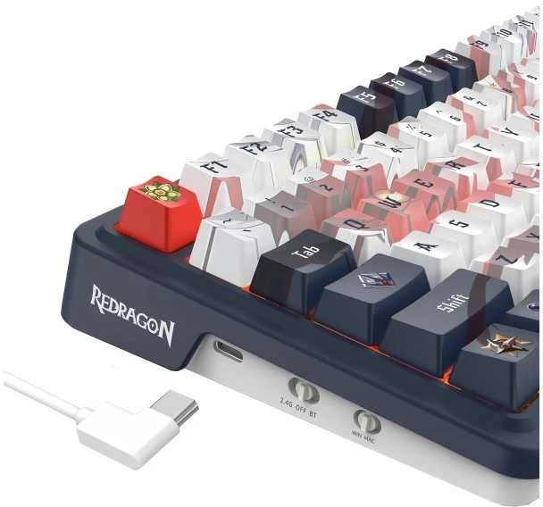 Klaviatūra žaidimams Redragon K686AK-RGB-PRO Eisa Redragon Linear Switches belaidė mechaninė su pašvietimu balta ir-pilka