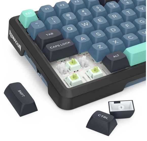 Klaviatūra žaidimams Redragon Behemoth K724GBG-RGB-PRO Mint Mambo belaidė mechaninė su pašvietimu pilka
