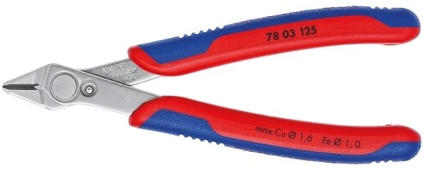 Knipex 78 03 125, šoninės replės, plienas, plastikas, mėlyna/raudona, 12,5 cm, 56 g