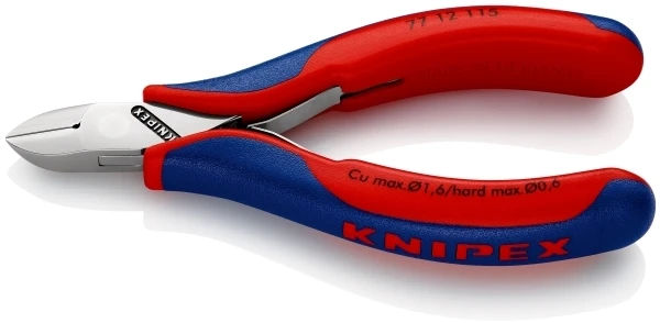 Knipex Precision šoninės frezos 0,6-1,6 mm, ilgis 115 mm Cu (77 12 115)