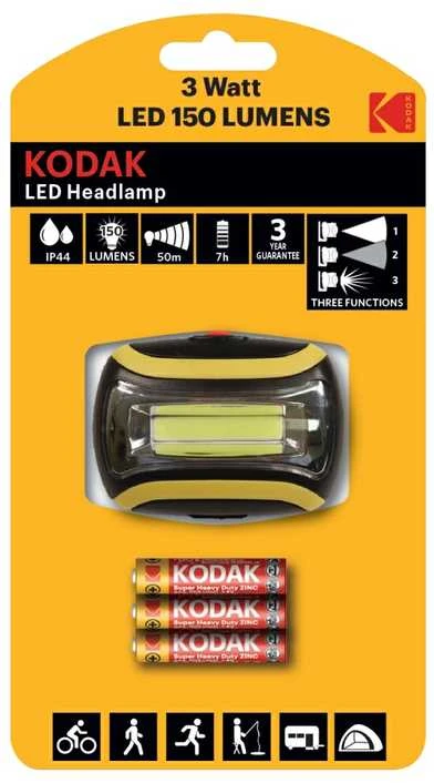 ![CDATA[Galvos LED žibintuvėlis KODAK, 3 W, 150 lm, IP44]]