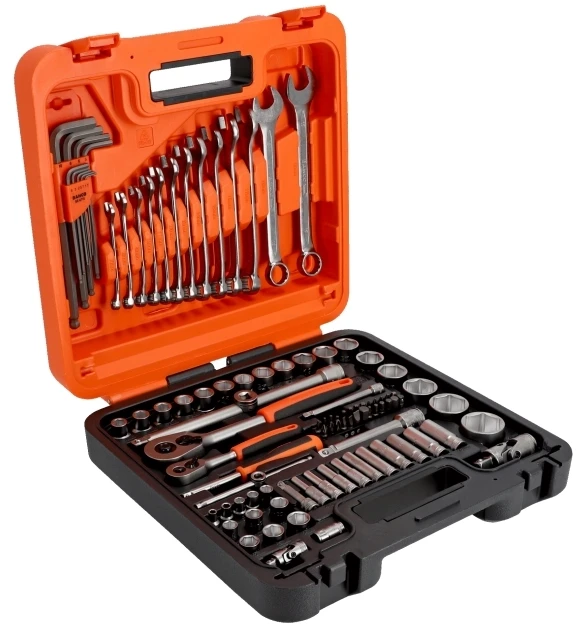 Bahco Galvučių 4-32mm, priedų ir raktų 8-17mm komplektas 1/2"+1/4" 98 vnt, Dynamic-Drive profilis