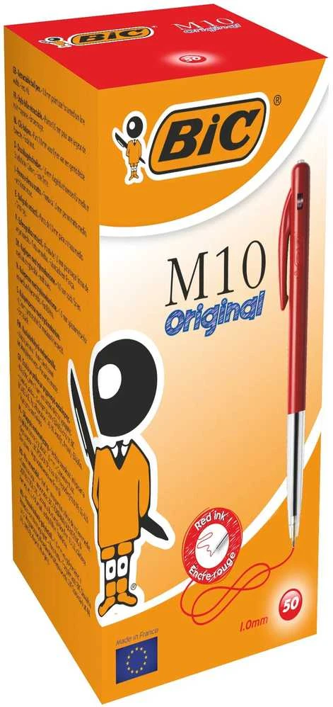 BIC M10 raudoni tušinukai, 50 vnt. pakuotė