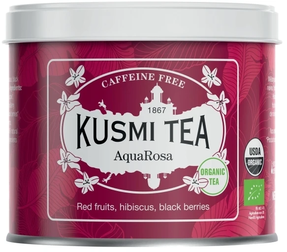 Ekologiška vaisių ir žolelių arbata „Kusmi Tea AquaRosa“, 100 g (metalinėje dėžutėje)