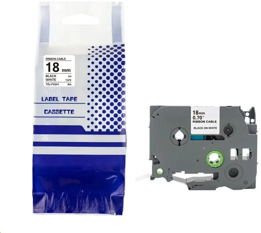 Tasma Brother juosta BROTHER TZe-FX241 18 mm x 8 m juoda ant balto analogas