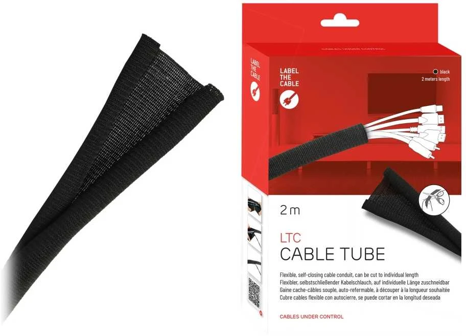 LABEL THE CABLE Cable sleeve 2m – juodos spalvos
