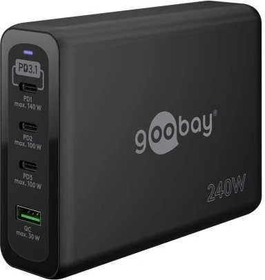 Įkroviklis Goobay 65885 Daugiaportis greitasis USB-C PD GaN 240 W Juodas (0001-00019-54823)