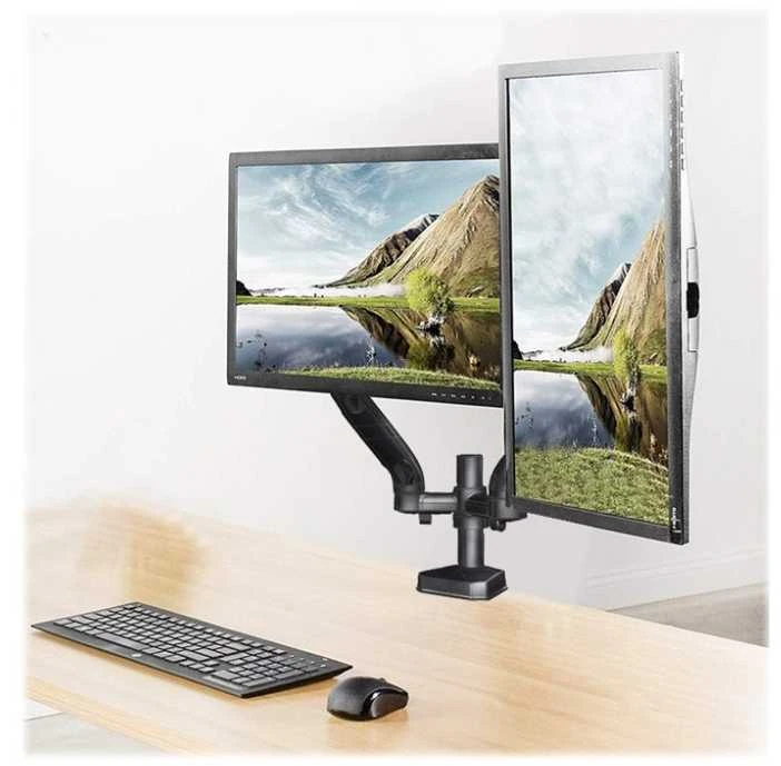ART RAMM L-18GD ART stalinis laikiklis ant dujinių spyruoklių 2 monitoriams LED/LCD 10-32 L-18GD 9kg 2xUSB3.0